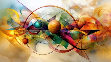 Wall Mural - abstract design, colorful shapes, dynamic movement, soft light background