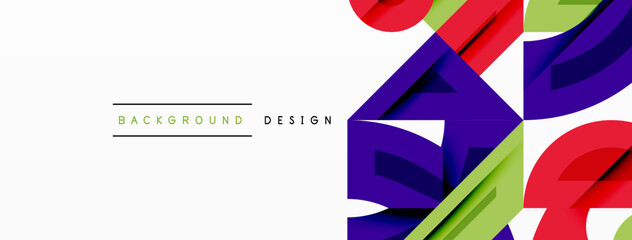 Aufkleber - Abstract geometric shapes overlap, creating dynamic visual effect. Bright colors contrast against white space. Modern design element.