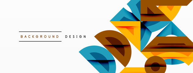 Aufkleber - Abstract geometric shapes overlap, creating dynamic composition. Warm, cool colors blend, offering modern aesthetic. Minimalist design.