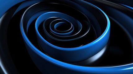 Wall Mural - abstract blue and black spiral design, depth and motion