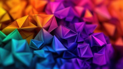 Wall Mural - colorful abstract geometric shapes cluster, vibrant colors, 3d render, background of pyramids