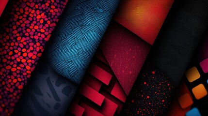 Wall Mural - abstract design, geometric shapes, overlapping patterns, vibrant colors