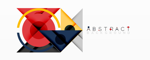 Aufkleber - Geometric shapes overlap, creating vibrant composition. Red, yellow, navy dominate design. Minimalist aesthetic, modern feel.