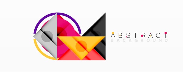 Poster - Bright geometric shapes overlap, creating dynamic colorful composition. Modern design elements suggest innovation, energy.