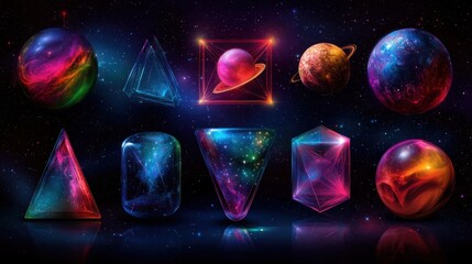 Wall Mural - futuristic cosmic geometric shapes in space