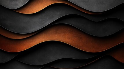 Wall Mural - abstract layered wavy dark brown and grey metallic texture background