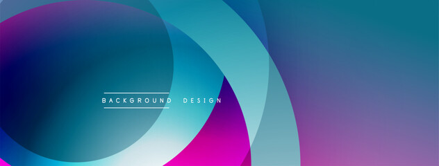 Poster - Abstract colorful circles overlap. Gradient shades create modern visual effect. Design feels dynamic, smooth, vibrant.