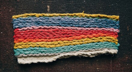 Aufkleber - A colorful piece of yarn with a striped pattern