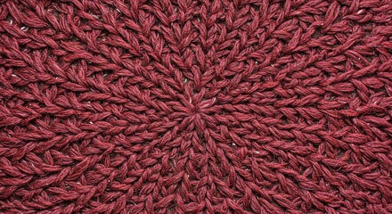 Fototapete - A close up of a red knitted fabric with a pattern of loops and knots