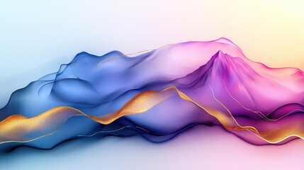 Wall Mural - abstract liquid paint flow, vibrant colors, textured mountain range, pastel background