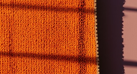 Aufkleber - A carpet with orange stripes is laying on a pink wall