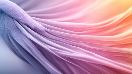 Wall Mural - flowing pastel fabric draped with fur, soft lighting, studio shot