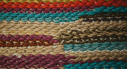 Aufkleber - A colorful knitted blanket with a variety of colors and textures