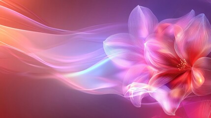 Wall Mural - Delicate flower with glowing smoke, vibrant colors, artistic background