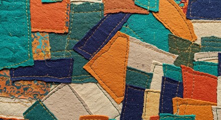 Poster - A colorful patchwork quilt made from different colored pieces of fabric