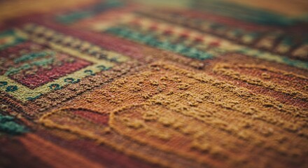 Aufkleber - A colorful rug with a pattern of squares and circles