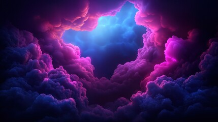 Wall Mural - Colorful cloudscape, vibrant sky, glowing hole, dramatic scene
