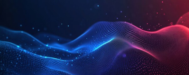 Abstract wavy network of glowing particles