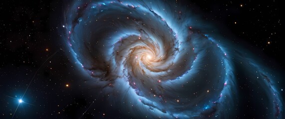 Wall Mural - bright cosmic nebulae swirling with sparkling star clusters set against deep black galactic canvases