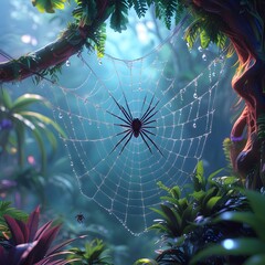 spider web with dew