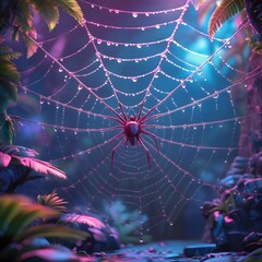 spider web with dew