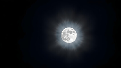 Wall Mural - Illustration a majestic full moon, softly illuminated by the moon's gentle light.