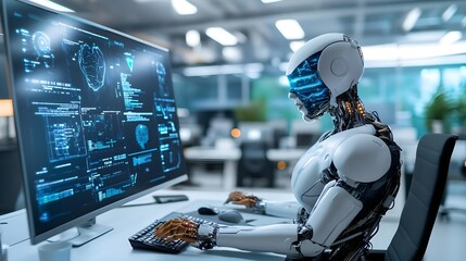 AI Robot Coding, Futuristic Tech - AI and Artificial Intelligence