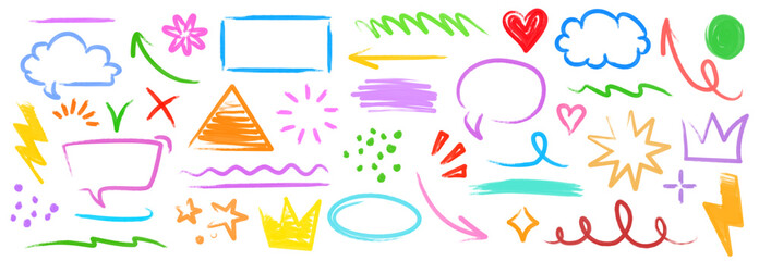 Naklejka na meble Creative Learning Materials and Doodle Engagement Tools for Education, Vector Design, Isolated
