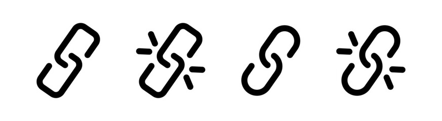 Link vector icons. Internet URL or webpage link icons set. Link chain. EPS 10