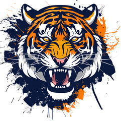  Fierce tiger head illustration