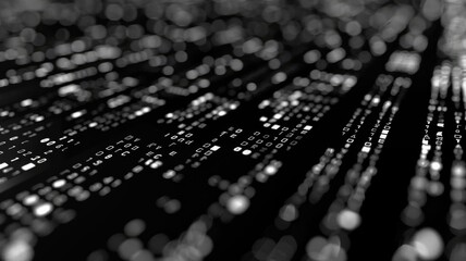 Abstract picture of binary code with digital technology style design with the coding data flowing show dynamic movement represent about programming by programmer or problem solve by encryption. AIG53.