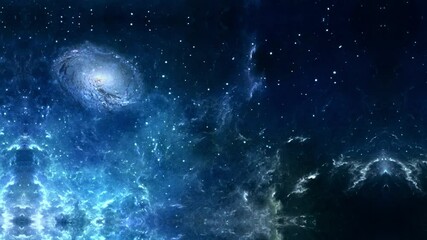 Wall Mural - Amazing blue nebula and starfield animation. Deep space visuals with moving gas clouds and stars. Ideal for sci-fi, presentations, abstract background loops