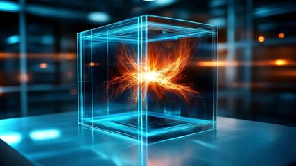 Wall Mural - creative hologram visualizes energy dynamics in a high-tech laboratory setting