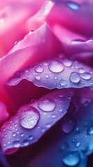 Wall Mural - A close-up view of soft rose petals adorned with water droplets. The colors blend beautifully creating an elegant composition. Perfect for nature lovers. Generative AI