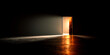 © PhotoArtHub - Open door in dark room, light shining from beyond, showcasing opportunity, new beginnings, hope, and transition