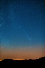 Wall Mural - comet c2023a3 tsuchinshan atlas with milky way stars photographed from northern hemisphere in octobe