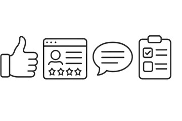 Fototapete - Web icons in line style representing user feedback, communication, and task management in digital design