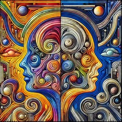 Wall Mural - conflicting emotions with contrasting color zones