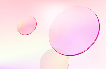 Wall Mural - transparent glass gradient disk or plate on pink backdrop. 3d product display backdrop. presentation