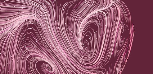 Fototapete - Abstract background with swirling pink lines and maroon backdrop. Perfect for modern designs.