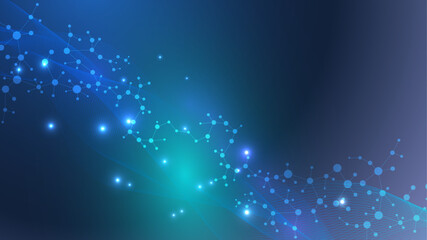 Wall Mural - molecular structure dna, atom, neurons. science concept for your design. connected lines with dots. 