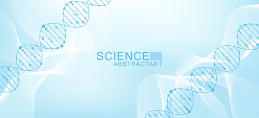 Wall Mural - modern abstract molecules structure for science or medical background. dna helix or atom visualizati