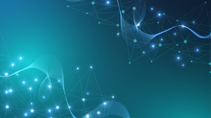 Wall Mural - global network connection website header or banner design. abstract background with connecting dots 