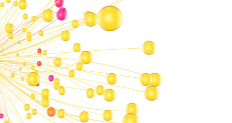 Fototapete - Big data visualization. Network connection structure with chaotic distribution of points and lines. 3D rendering.