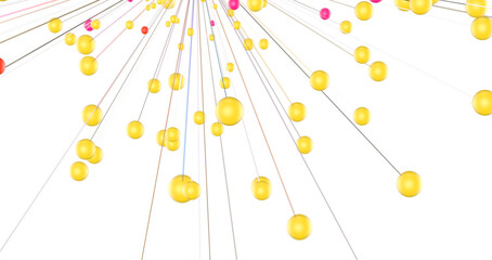 Leinwandbilder - Big data visualization. Network connection structure with chaotic distribution of points and lines. 3D rendering.