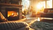 © setiadio - Cozy living room fireplace scene
