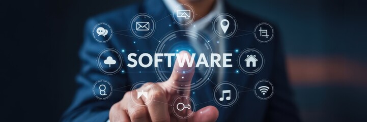 Interactive digital display of software applications.