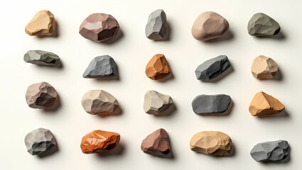 Leinwandbilder - a collection of various colorful stones displayed on a light surface
