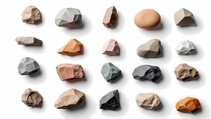Leinwandbilder - A Collection of diverse rocks, each with a unique shape and texture, artfully arranged and displayed