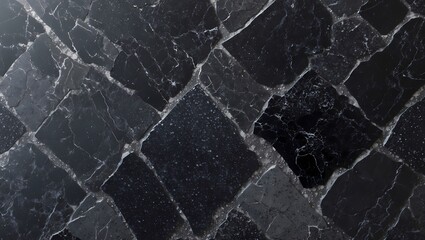 Aufkleber - a close-up shot of elegant dark stone tiles. The image showcases a stunning pattern and texture of irregular-shaped tiles
